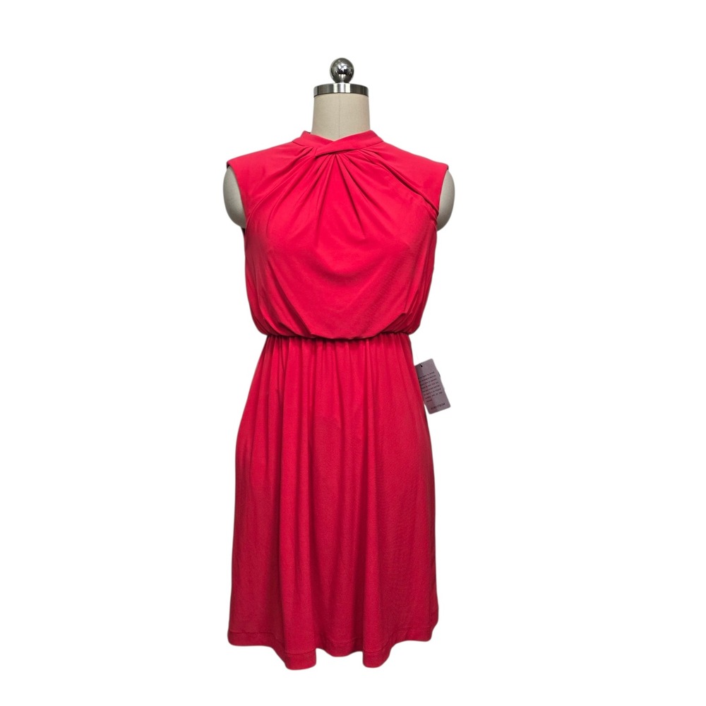 Adrianna Papell Geranium Red Matte Jersey Fit and‎ Flare Dress AP1D102347 0P NWT